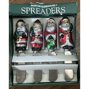 Christmas Spreaders Set of 4 by Boston Warehouse Santa Claus Stainless Steel